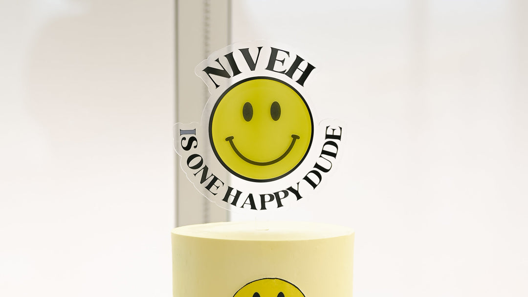 Happy Face Birthday Theme Cake Topper